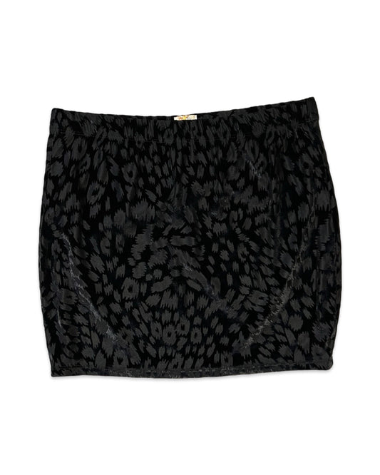 Leopard Embossed Velveteen Mini Skirt