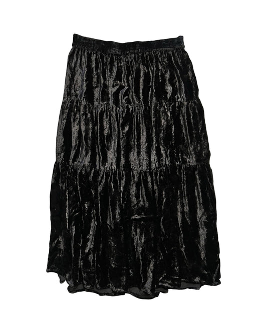 Black Velvet Tiered Maxi Skirt