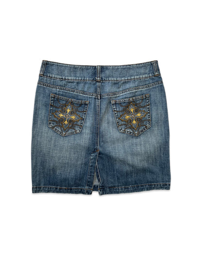 L.e.i. Low Rise Blinged Out Denim Skirt