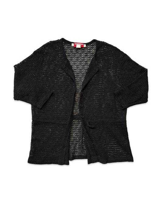 Black Open-Knit Cardigan