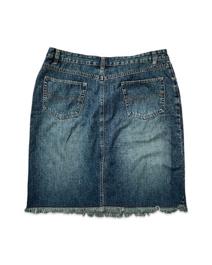 Frayed Hem Denim Skirt