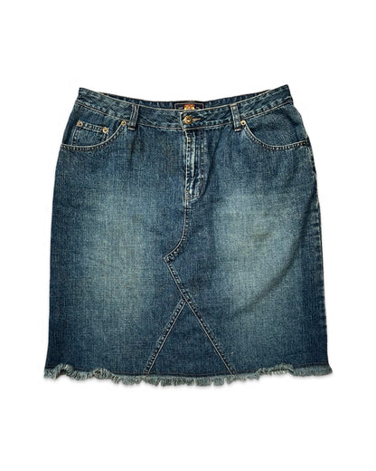 Frayed Hem Denim Skirt