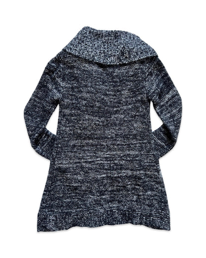 Grey Open-Front Knit Cardigan