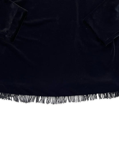 Black Velvet Beaded Fringe Top