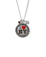 Necklace with 'I ❤️ NY' pendant on a white background