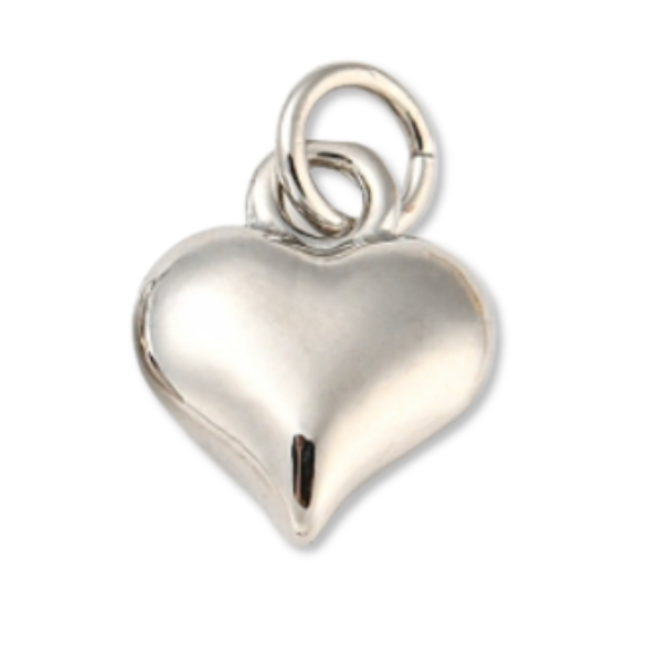 puffy heart charm 925 sterling silver