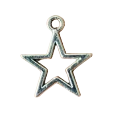silver open star charm