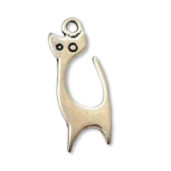 vintage silver cat charm