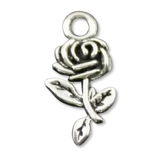 vintage silver rose charm