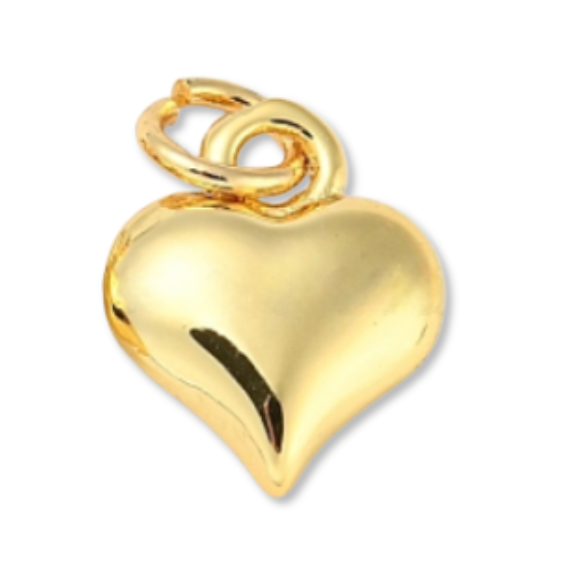puffy heart charm 18k gold